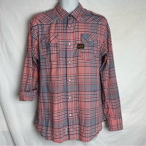 G-Star Raw Red & Blue Plaid Western Style Snap Long Sleeve Shirt Size M